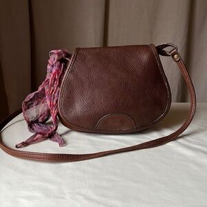 Vintage Davey's Brown Leather‎ Saddle Bag USA Made Crossbody Purse